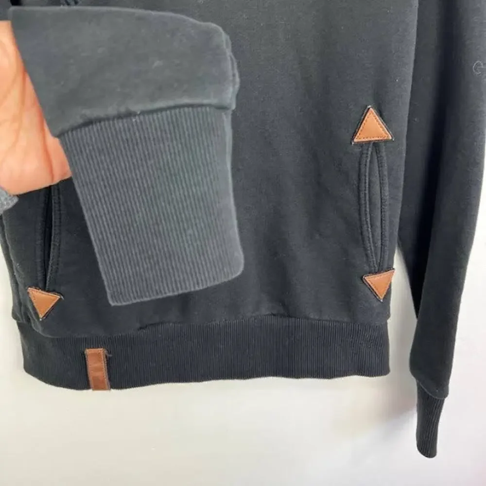 Naketano Black Athletic high neck hoodie pull over sweatshirt size small
